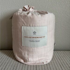 NWT 4pc Queen Micro Stripe Sheet Set Rust - Hearth and Hand